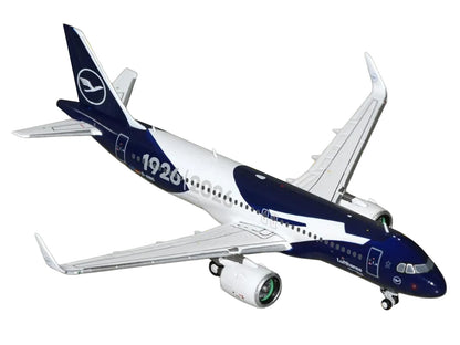 Airbus A320neo Commercial Aircraft "Lufthansa 100th Anniversary" (D-AING) White and Dark Blue 1/400 Diecast Model Airplane