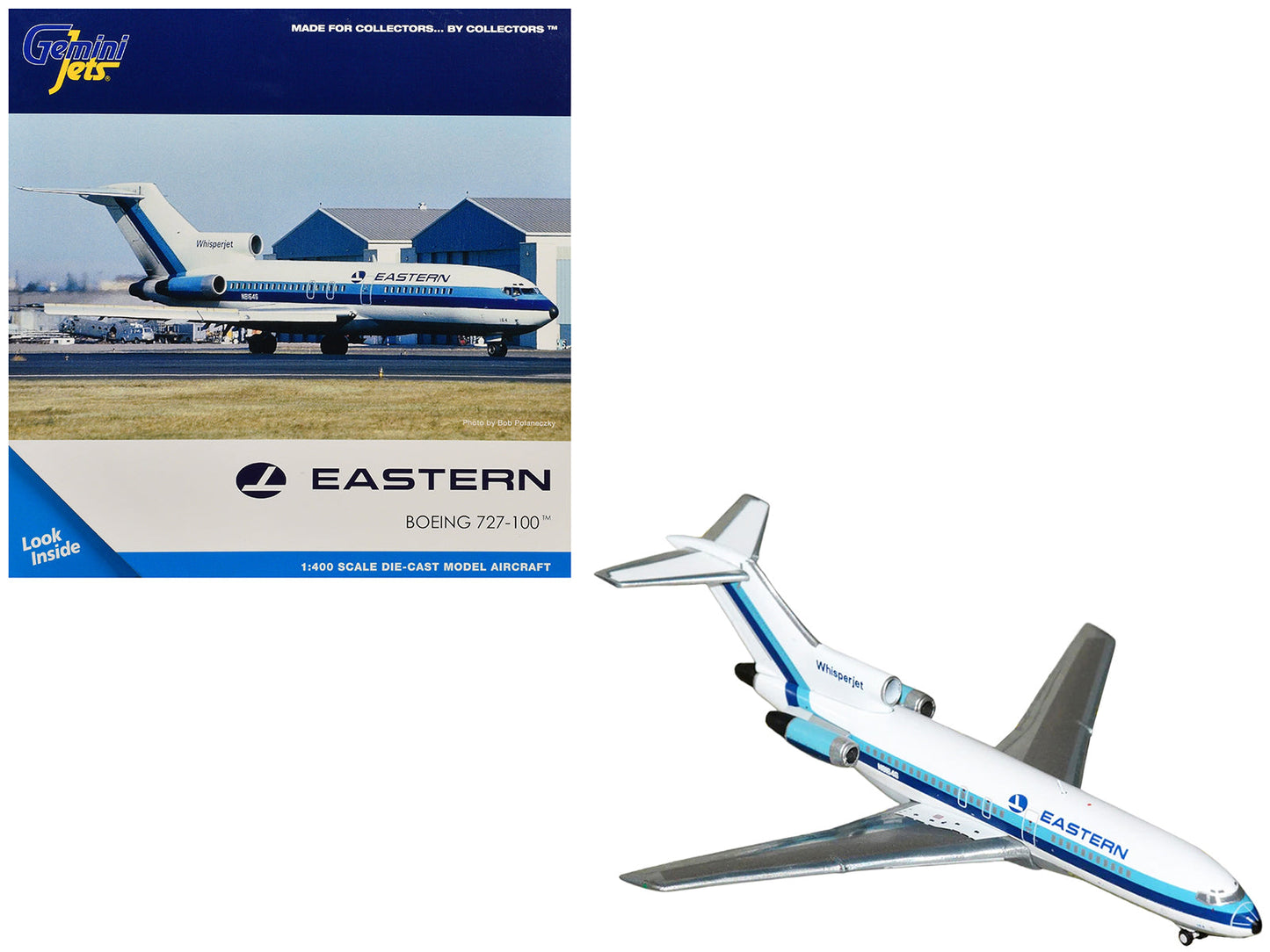 Boeing 727-100 Commercial Aircraft "Eastern Air Lines" (N8164G) White with Blue Stripes 1/400 Diecast Model Airplane