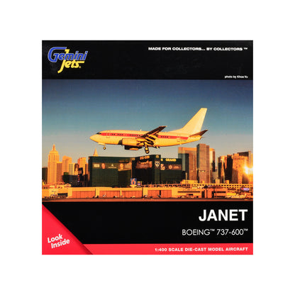 Boeing 737-600 Transport Aircraft "EG&G - Janet Airlines" (N319BD) White with Red Stripes 1/400 Diecast Model Airplane