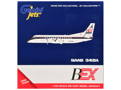 Saab 340A Commercial Aircraft "Business Express Airlines - The Delta Connection" (N749BA) White with Blue and Red Stripes 1/400 Diecast Model