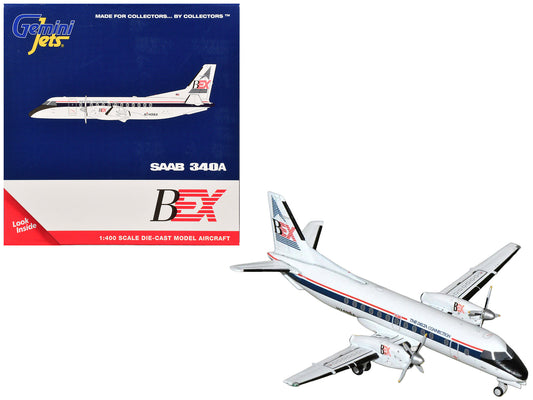 Saab 340A Commercial Aircraft "Business Express Airlines - The Delta Connection" (N749BA) White with Blue and Red Stripes 1/400 Diecast Model