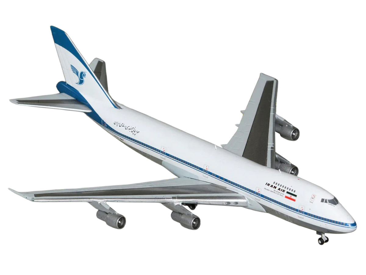 Boeing 747-100 Commercial Aircraft "Iran Air" (EP-IAM) White with Blue Stripes 1/400 Diecast Model