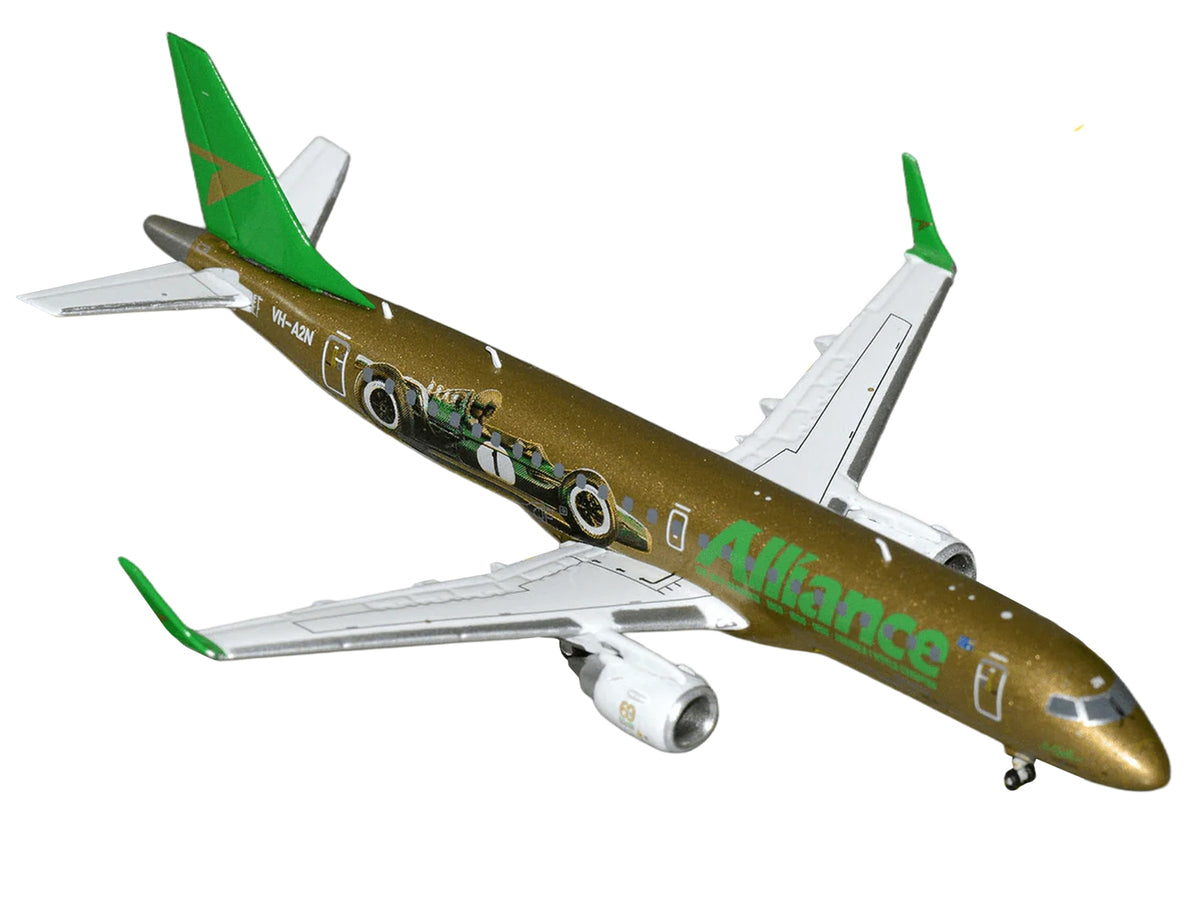 Embraer ERJ-190 Commercial Aircraft "Alliance Airlines - Sir Jack Brabham" (N7620U) Gold Metallic with Graphics 1/400 Diecast Model Airplane