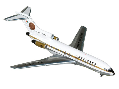 Boeing 727-100 Commercial Aircraft "Mexicana de Aviacion" (XA-SEJ) White with Gold Stripes 1/400 Diecast Model Airplane