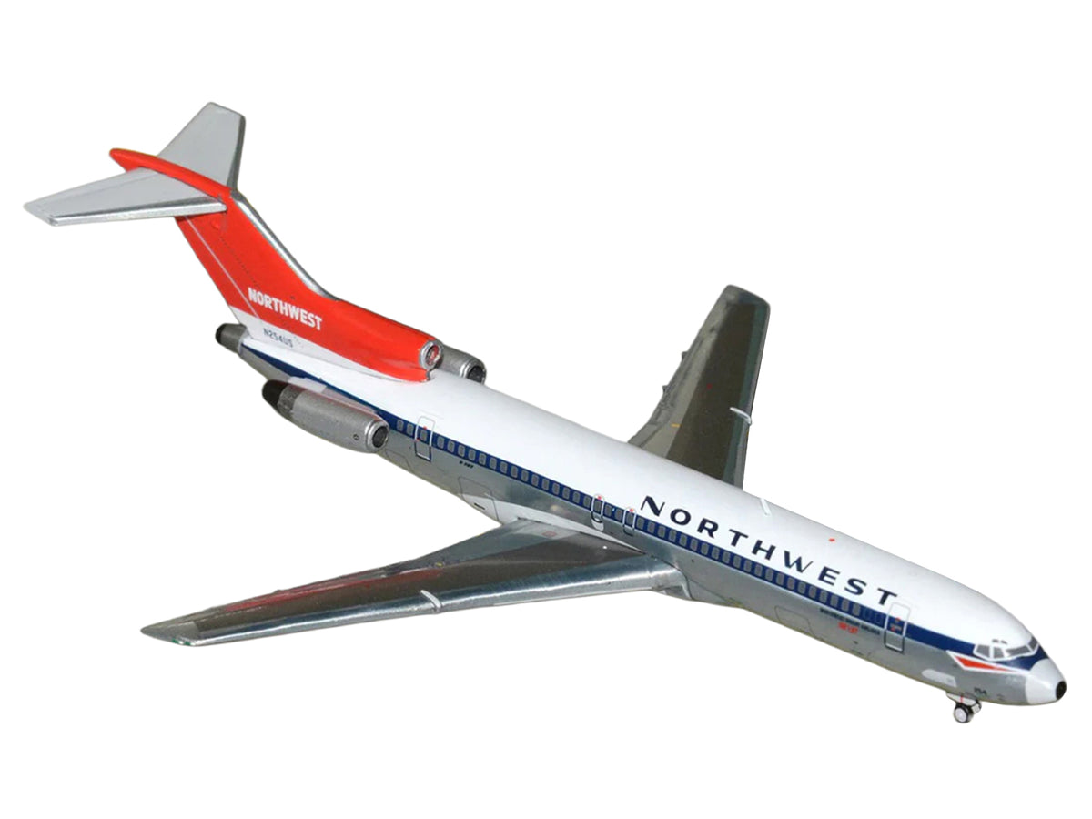 Boeing 727-200 Commercial Aircraft "Northwest Airlines" (N254US) White with Blue Stripes and Red Tail 1/400 Diecast Model