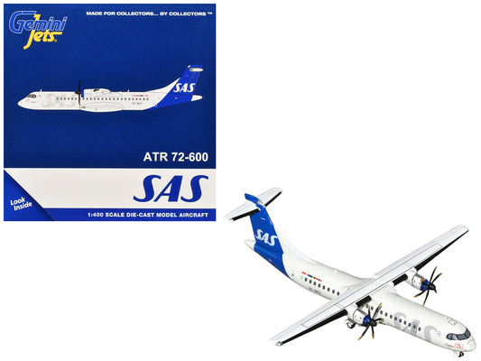 ATR 72-600 Commercial Aircraft "Scandinavian Airlines" (SE-MKD) White with Blue Tail 1/400 Diecast Model
