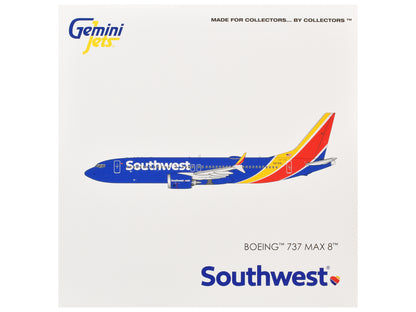 Boeing 737 MAX 8 Commercial Aircraft "Southwest Airlines" (N8788L) Blue with Red and Yellow Stripes 1/400 Diecast Model Airplane