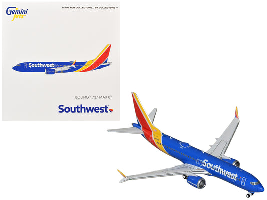 Boeing 737 MAX 8 Commercial Aircraft "Southwest Airlines" (N8788L) Blue with Red and Yellow Stripes 1/400 Diecast Model Airplane