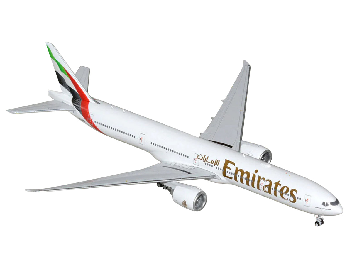 Boeing 777-300ER Commercial Aircraft "Emirates Airlines" (A6-EQH) White with Striped Tail 1/400 Diecast Model