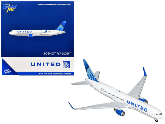 Boeing 767-300ER Commercial Aircraft "United Airlines" (N670UA) White with Blue Tail 1/400 Diecast Model Airplane