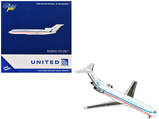 Boeing 727-200 Commercial Aircraft "United Airlines - Stars & Bars/Friend Ship" (N7620U) White with Red and Blue Stripes 1/400 Diecast Model Airplane