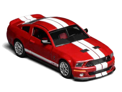 2007 Ford Mustang Shelby GT500 Torch Red with White Stripes 1/64 Diecast Model Car