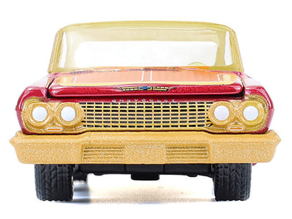 1963 Chevrolet Impala Lowrider "Michael Heralda Special Edition" Red Metallic with Cream Top and Interior with Gold Graphics "Hobby Exclusive" Series 1/64 Diecast Model Car