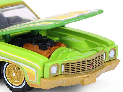 1970 Chevrolet Monte Carlo Lowrider "Michael Heralda Special Edition" Lime Green with Graphics "Hobby Exclusive" Series 1/64 Diecast Model Car