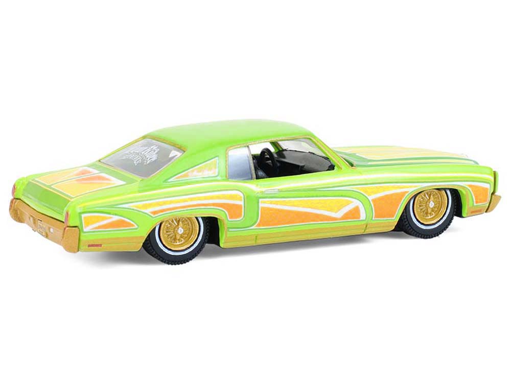 1970 Chevrolet Monte Carlo Lowrider "Michael Heralda Special Edition" Lime Green with Graphics "Hobby Exclusive" Series 1/64 Diecast Model Car