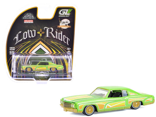 1970 Chevrolet Monte Carlo Lowrider "Michael Heralda Special Edition" Lime Green with Graphics "Hobby Exclusive" Series 1/64 Diecast Model Car