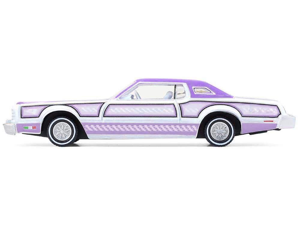 1973 Ford Thunderbird Lowrider "Michael Heralda Special Edition" Purple Metallic with Graphics and White Interior "Hobby Exclusive" Series 1/64 Diecast Model Car