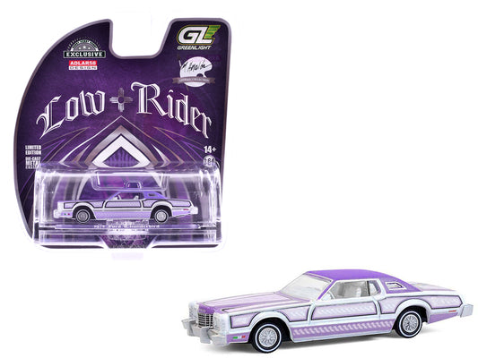 1973 Ford Thunderbird Lowrider "Michael Heralda Special Edition" Purple Metallic with Graphics and White Interior "Hobby Exclusive" Series 1/64 Diecast Model Car