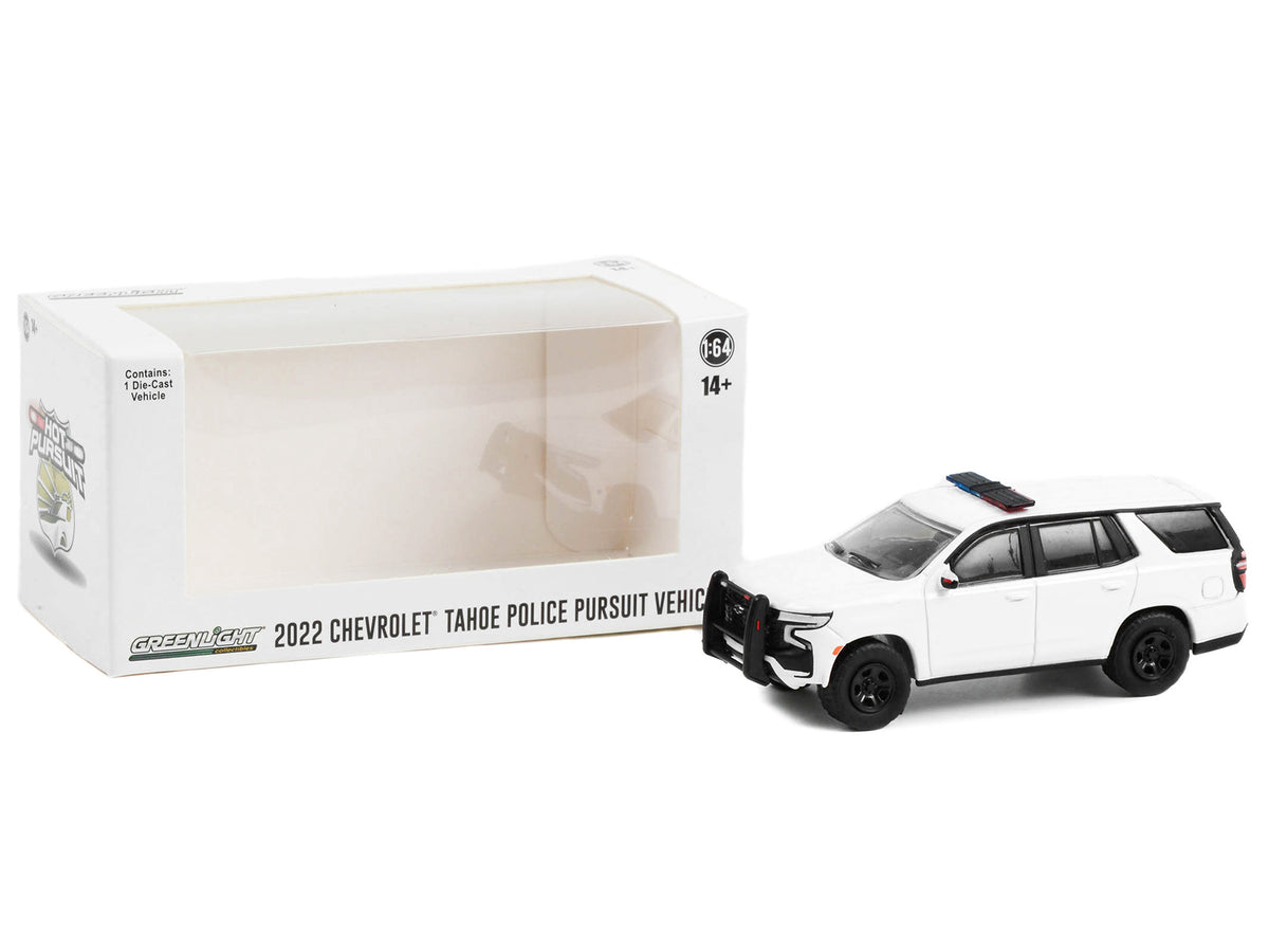 2022 Chevrolet Tahoe Police Pursuit Vehicle (PPV) White with Light Bar "Hot Pursuit" "Hobby Exclusive" Series 1/64 Diecast Model Car