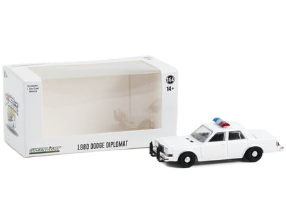 1980-1989 Dodge Diplomat Police Unmarked White with Light Bar "Hot Pursuit" "Hobby Exclusive" Series 1/64 Diecast Model Car