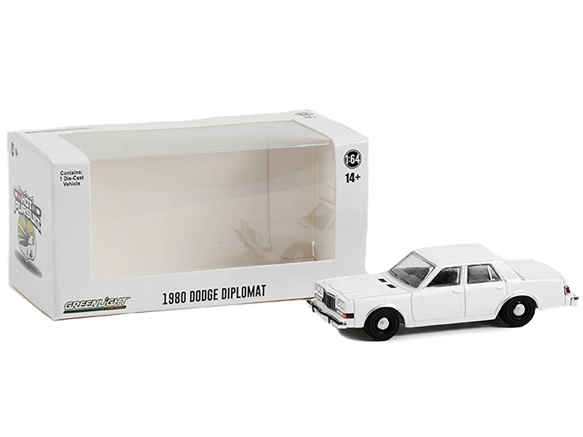 1980-1989 Dodge Diplomat Police Unmarked White "Hot Pursuit" "Hobby Exclusive" Series 1/64 Diecast Model Car