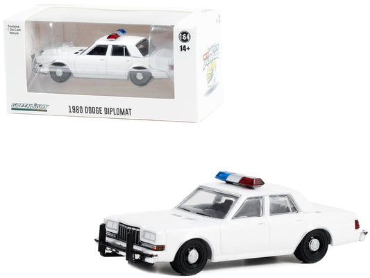 1980-1989 Dodge Diplomat Police Unmarked White with Light Bar "Hot Pursuit" "Hobby Exclusive" Series 1/64 Diecast Model Car