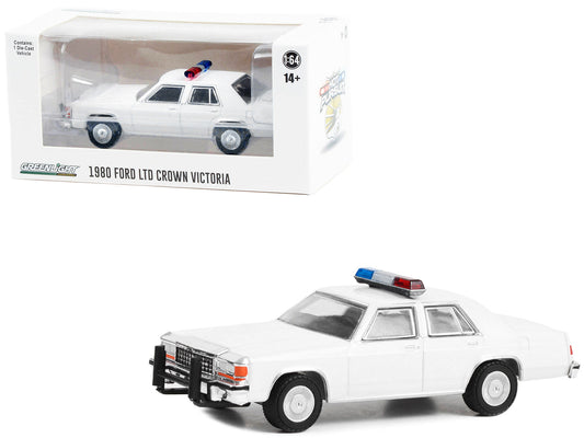 1980-1991 Ford LTD Crown Victoria Police White with Light Bar "Hot Pursuit" "Hobby Exclusive" Series 1/64 Diecast Model Car