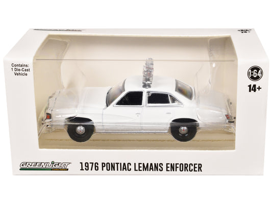 1976-77 Pontiac LeMans Enforcer White with Light Bar "Hot Pursuit - Hobby Exclusive" Series 1/64 Diecast Model Car