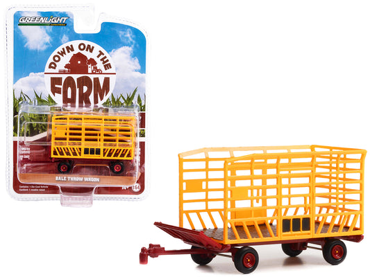 Bale Throw Wagon Yellow and Red "Down on the Farm" Series 7 1/64 Diecast Model