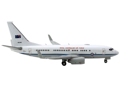 Boeing 737-700 Aircraft "Royal Australian Air Force" (A36-002) White with Blue Stripes "Gemini Macs" Series 1/400 Diecast Model Airplane