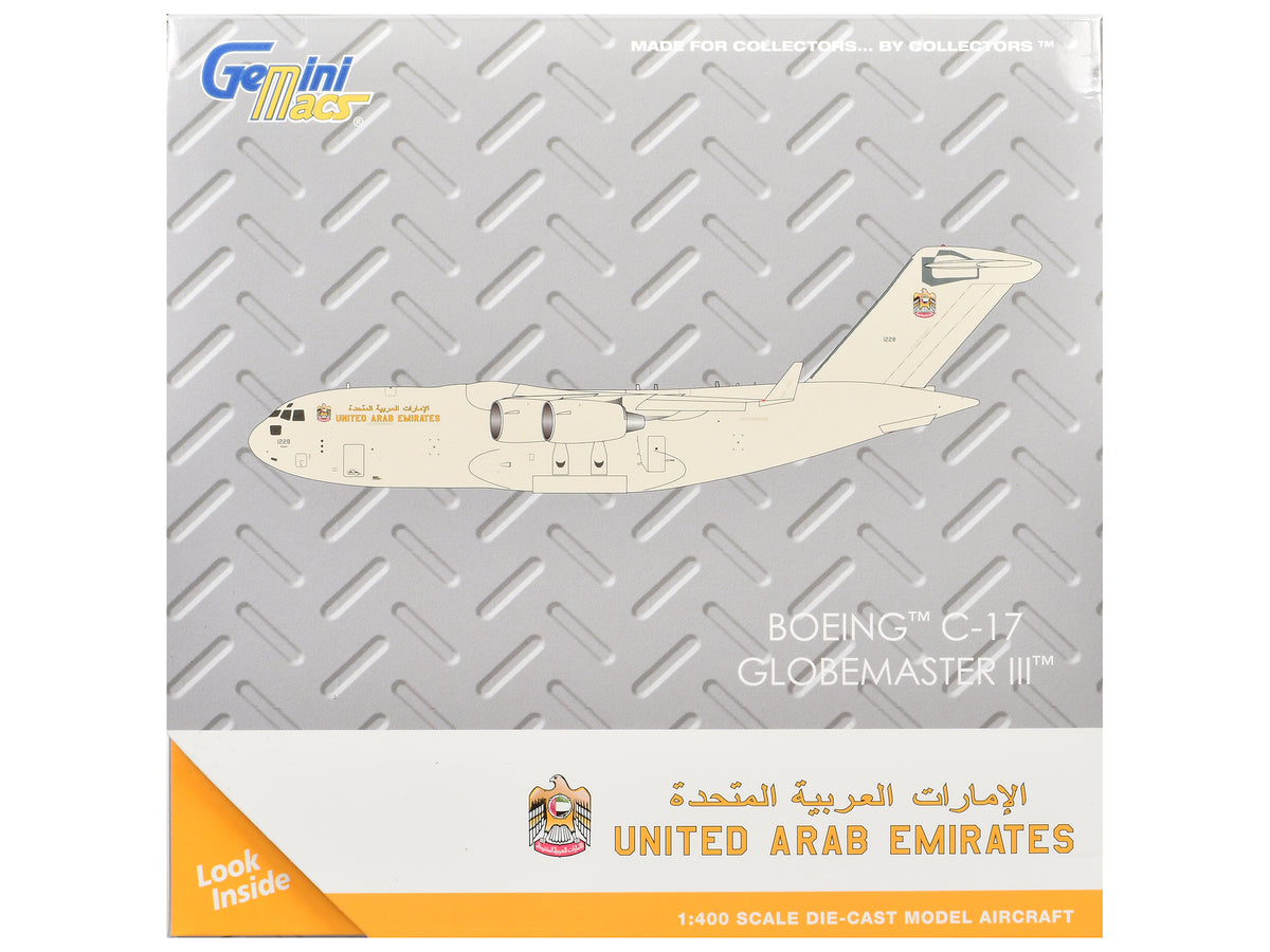 Boeing C-17 Globemaster III Transport Aircraft "United Arab Emirates Air Force" Beige "Gemini Macs" Series 1/400 Diecast Model Airplane