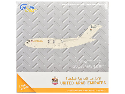 Boeing C-17 Globemaster III Transport Aircraft "United Arab Emirates Air Force" Beige "Gemini Macs" Series 1/400 Diecast Model Airplane
