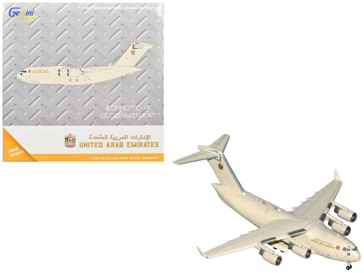 Boeing C-17 Globemaster III Transport Aircraft "United Arab Emirates Air Force" Beige "Gemini Macs" Series 1/400 Diecast Model Airplane