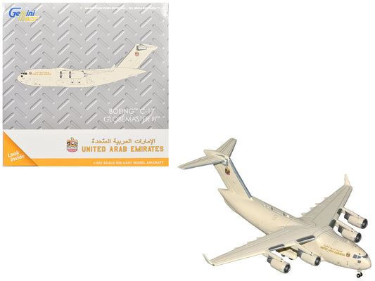 Boeing C-17 Globemaster III Transport Aircraft "United Arab Emirates Air Force" Beige "Gemini Macs" Series 1/400 Diecast Model Airplane