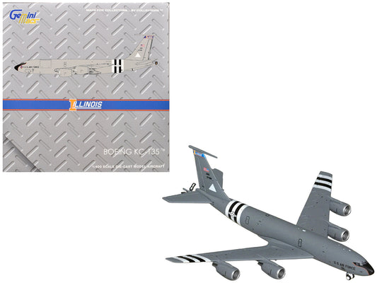 Boeing KC-135R Stratotanker Aircraft "Illinois Air National Guard" United States Air Force (63-7981) Gray "Gemini Macs" Series 1/400 Diecast Model Airplane