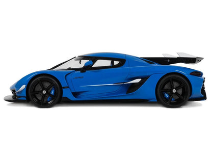 2025 Koenigsegg Jesko Blue Metallic with Black Stripes 1/18 Model Car