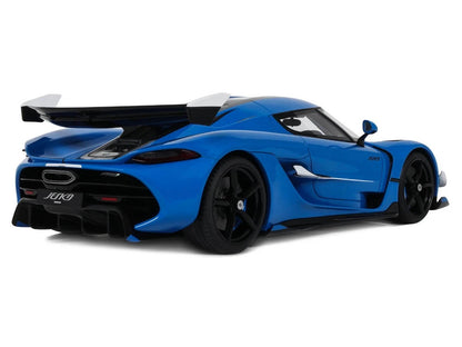 2025 Koenigsegg Jesko Blue Metallic with Black Stripes 1/18 Model Car