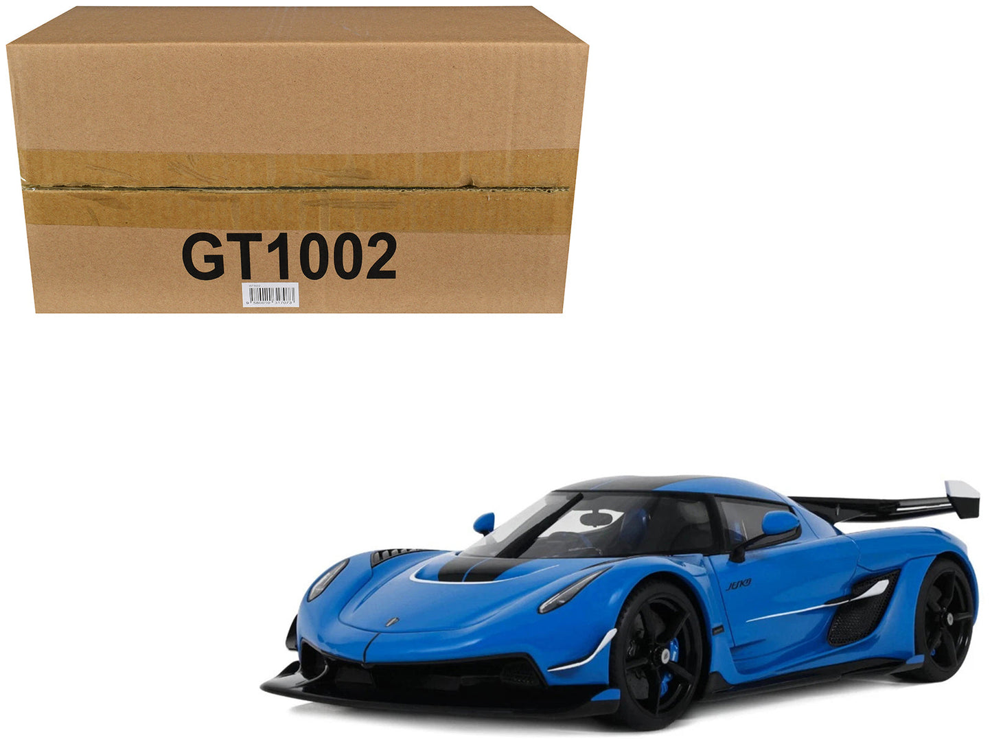 2025 Koenigsegg Jesko Blue Metallic with Black Stripes 1/18 Model Car
