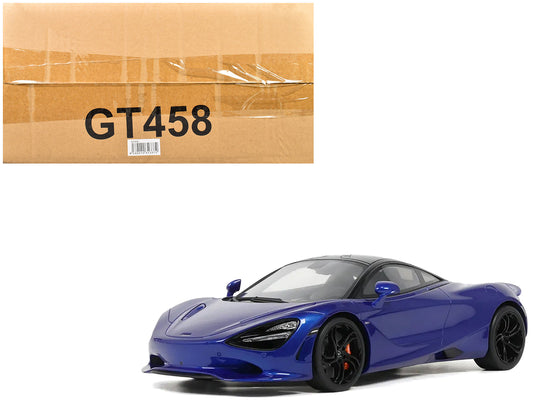 2023 McLaren 750S Coupe Blue Metallic with Black Top 1/18 Model Car