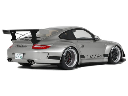 2024 Porsche 911 RWB Abu Silver Metallic with Black Hood 1/18 Model Car