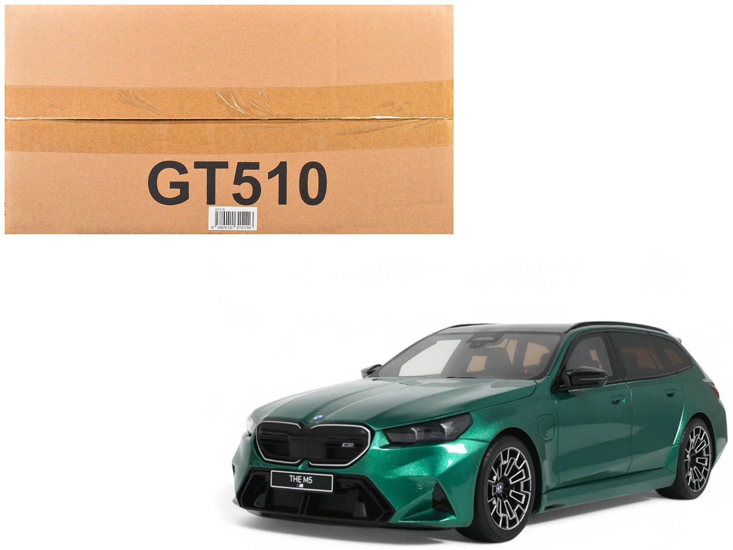 2024 BMW M5 Touring (G99) Isle of Man Green Metallic with Black Top 1/18 Model Car