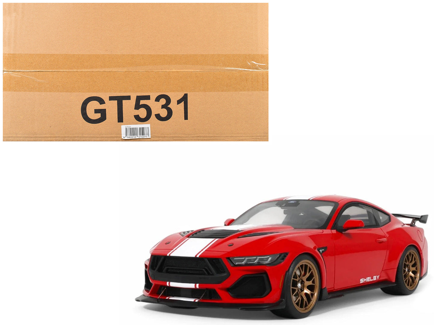 2025 Shelby Mustang Supersnake Race Red with White Stripes 1/18 Model Car