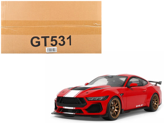 2025 Shelby Mustang Supersnake Race Red with White Stripes 1/18 Model Car