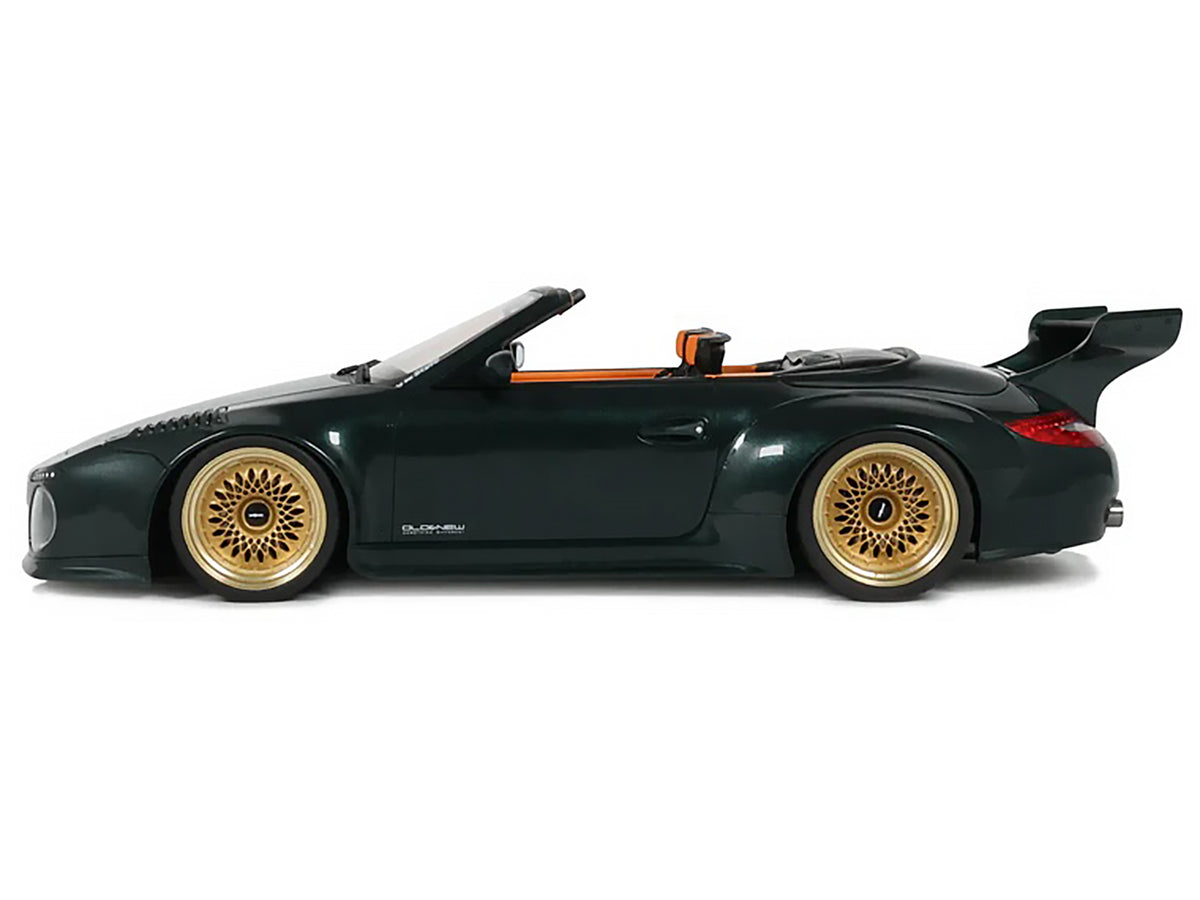 2024 Porsche 911 (997) Old & New Tokyo Auto Salon Cabriolet Dark Green Metallic with Orange Interior 1/18 Model Car