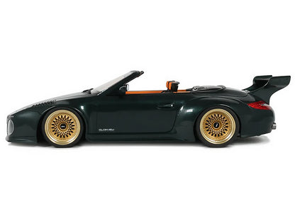 2024 Porsche 911 (997) Old & New Tokyo Auto Salon Cabriolet Dark Green Metallic with Orange Interior 1/18 Model Car