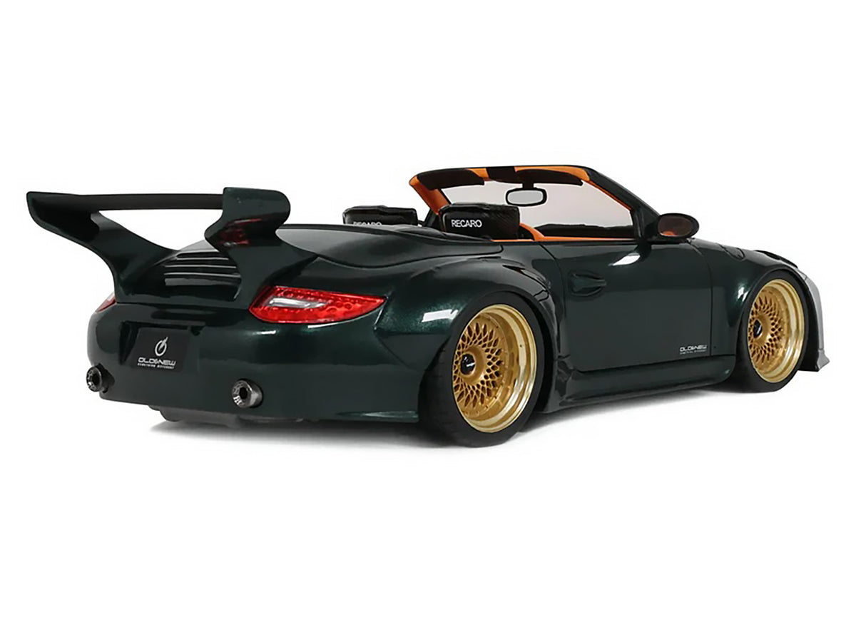 2024 Porsche 911 (997) Old & New Tokyo Auto Salon Cabriolet Dark Green Metallic with Orange Interior 1/18 Model Car