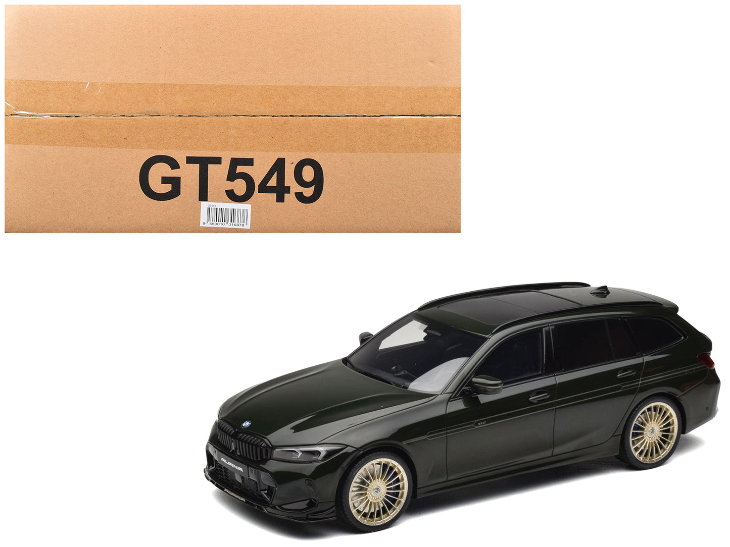 2025 BMW Alpina B3 GT Touring Green Metallic 1/18 Model Car