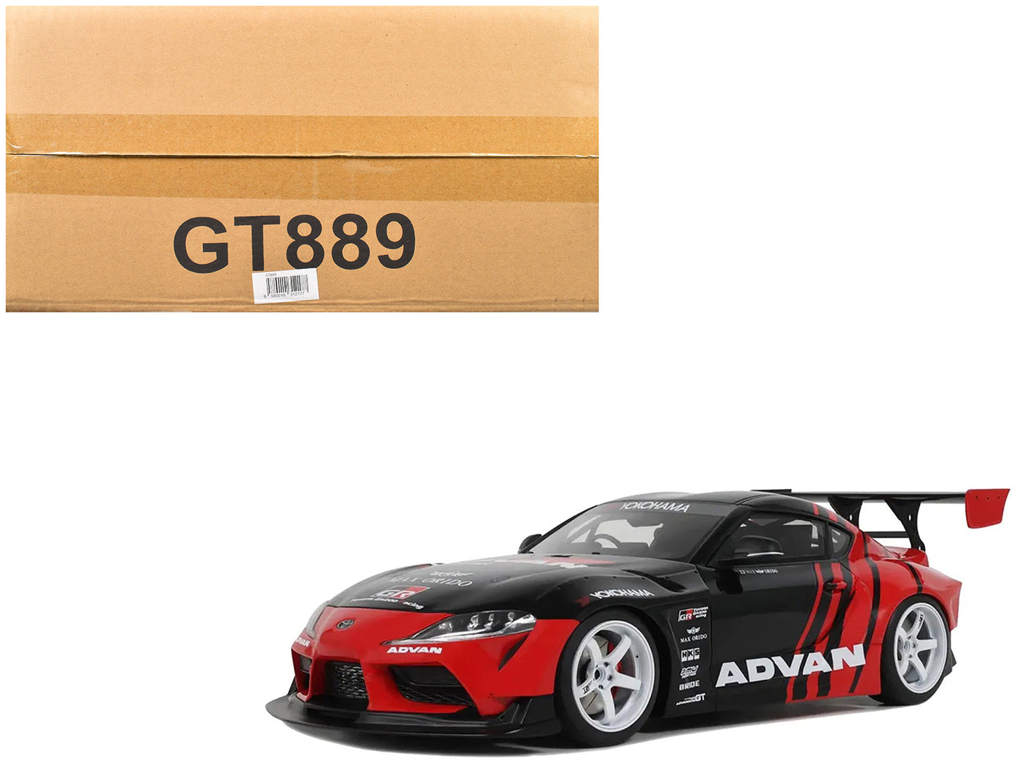 2020 Toyota Supra GR RHD (Right Hand Drive) "Advan" Black and Red 1/18 Model Car