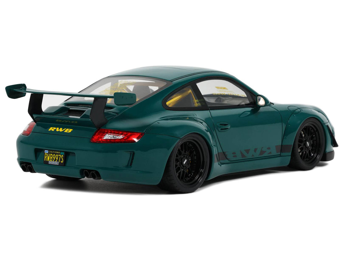 2021 RWB Bodykit "Syunkashuto" Green with Black Stripes 1/18 Model Car