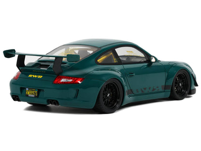 2021 RWB Bodykit "Syunkashuto" Green with Black Stripes 1/18 Model Car